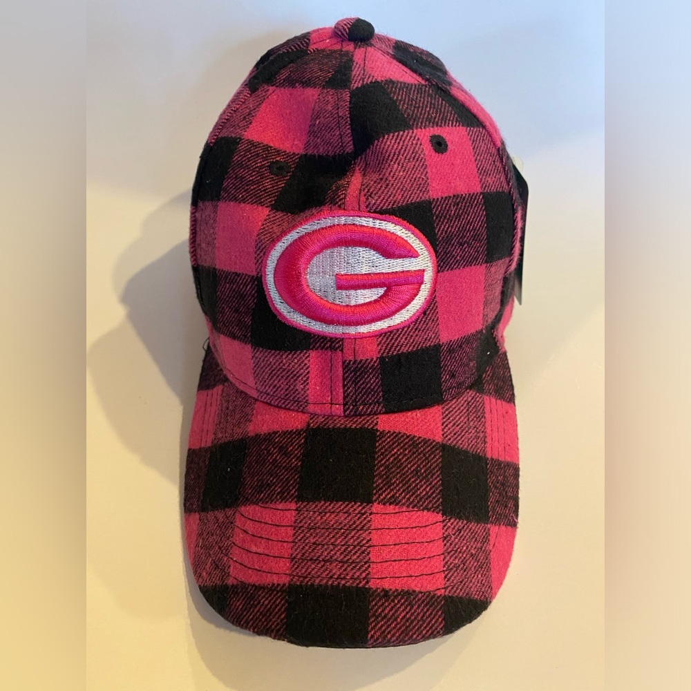 Green Bay Packers Hat Plaid Pink & Black Adjustable
